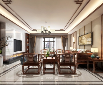 New Chinese Style A Living Room-ID:628374109