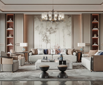 New Chinese Style A Living Room-ID:803236012