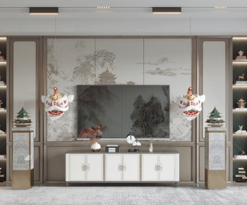 New Chinese Style TV Wall-ID:139360435