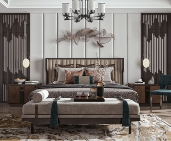 New Chinese Style Double Bed-ID:400098092
