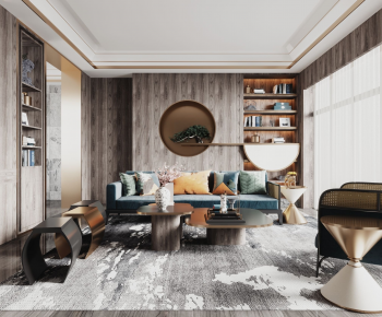 New Chinese Style A Living Room-ID:604890114