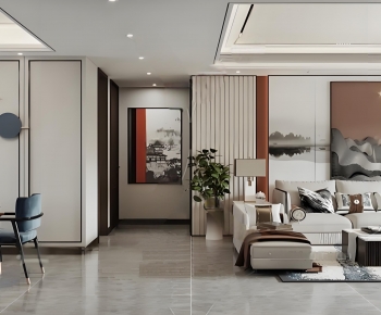 New Chinese Style A Living Room-ID:896790989