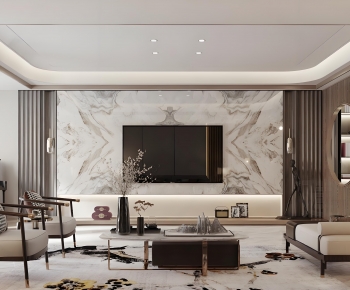 New Chinese Style A Living Room-ID:977437024