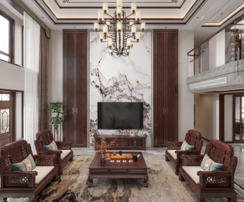New Chinese Style A Living Room-ID:441947947