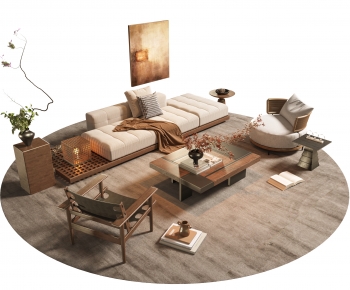 Wabi-sabi Style Sofa Combination-ID:401380061