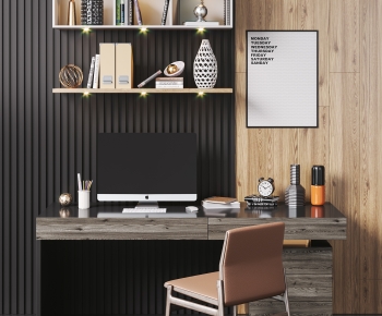 Modern Computer Desk And Chair-ID:989135987