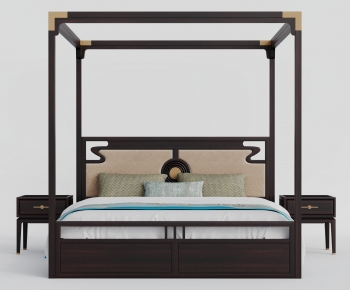 New Chinese Style Double Bed-ID:530028102