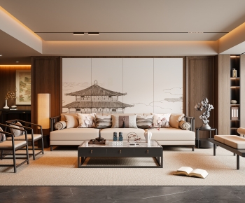New Chinese Style A Living Room-ID:928703072