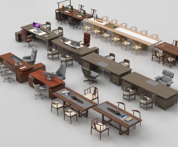 New Chinese Style Office Desk And Chair-ID:497570045