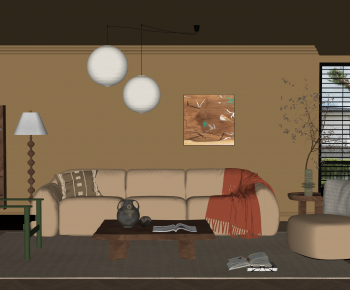 Wabi-sabi Style A Living Room-ID:791805983