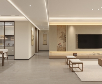 New Chinese Style A Living Room-ID:744963889