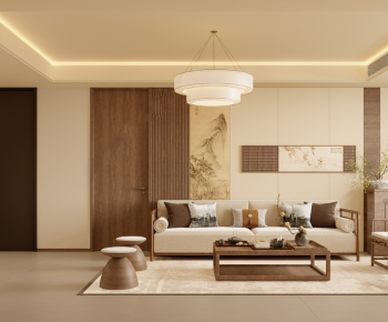New Chinese Style A Living Room-ID:918349984