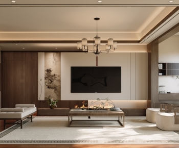 New Chinese Style A Living Room-ID:666687976