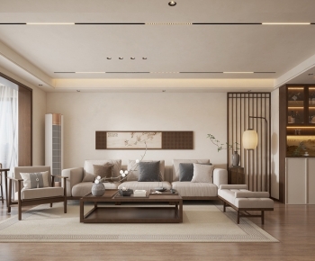 New Chinese Style A Living Room-ID:303350932