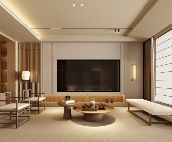 New Chinese Style A Living Room-ID:690178923