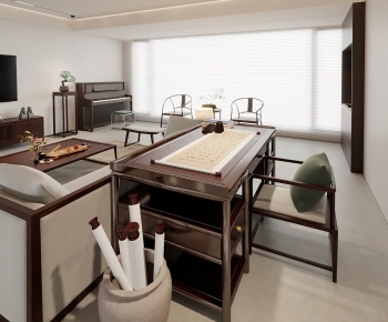 New Chinese Style A Living Room-ID:997910521