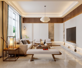 New Chinese Style A Living Room-ID:970451127