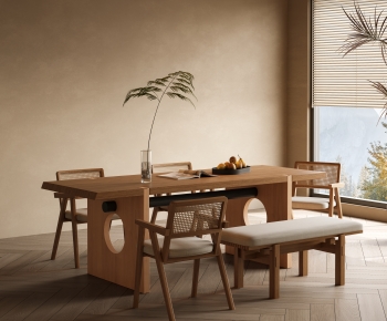 Wabi-sabi Style Dining Table And Chairs-ID:358144044