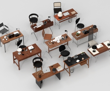 Modern Computer Desk And Chair-ID:887476923