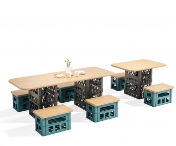 Industrial Style Dining Table And Chairs-ID:721656089