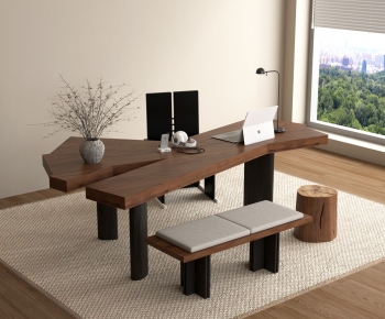 Wabi-sabi Style Office Desk And Chair-ID:750108007