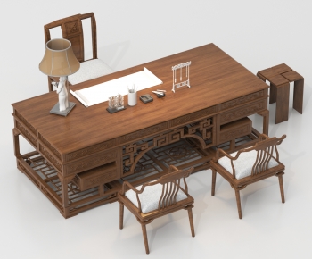 Chinese Style Computer Desk And Chair-ID:157919888