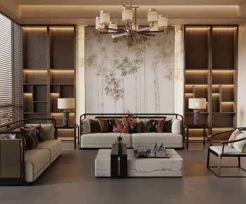 New Chinese Style A Living Room-ID:736416105