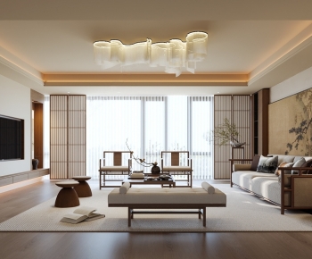 New Chinese Style A Living Room-ID:902482036