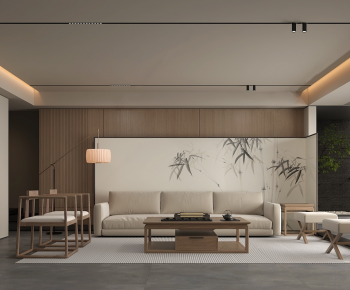 New Chinese Style A Living Room-ID:755932092