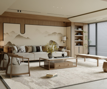 New Chinese Style A Living Room-ID:722250972