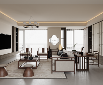 New Chinese Style A Living Room-ID:467351917