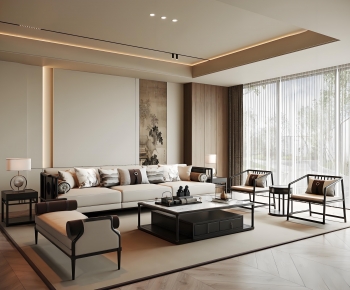New Chinese Style A Living Room-ID:985683924