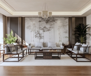 New Chinese Style A Living Room-ID:938910017