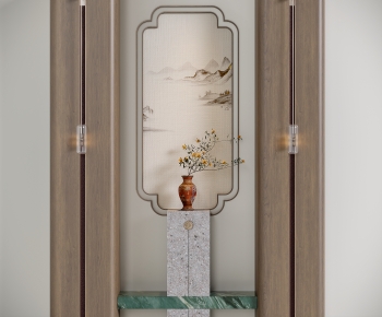 New Chinese Style TV Wall-ID:449337967