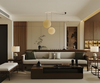 New Chinese Style A Living Room-ID:911117087