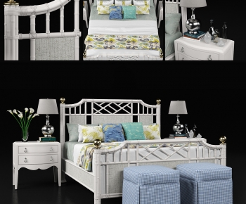 Retro Style Double Bed-ID:102871892