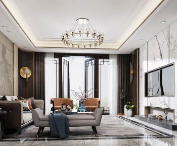 New Chinese Style A Living Room-ID:398021946