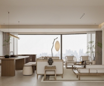 New Chinese Style A Living Room-ID:423966881