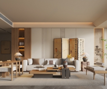 New Chinese Style A Living Room-ID:834573987