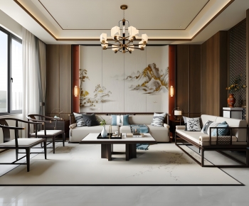 New Chinese Style A Living Room-ID:883713012