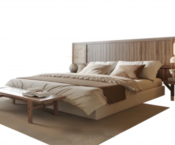 Wabi-sabi Style Double Bed-ID:194871902