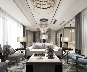 New Chinese Style A Living Room-ID:501455078