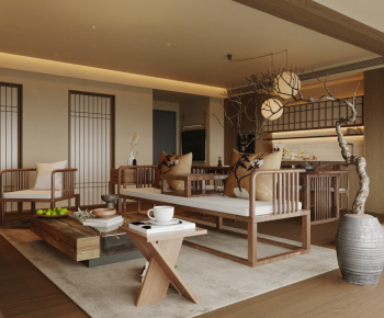 New Chinese Style A Living Room-ID:729932079