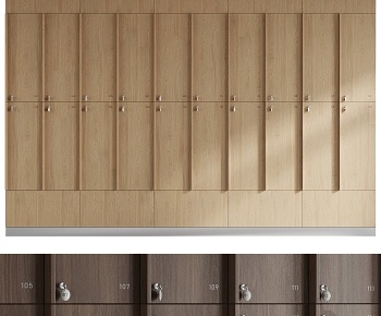 现代实木公共更衣储物柜3D模型