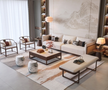New Chinese Style Sofa Combination-ID:148992068