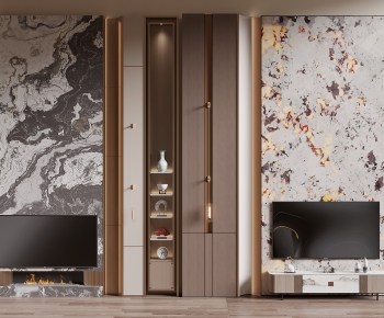 New Chinese Style TV Wall-ID:927407989