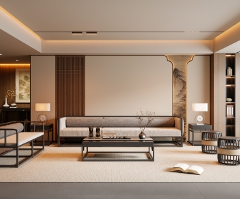 New Chinese Style A Living Room-ID:203740687