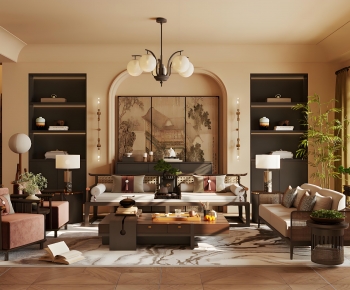 New Chinese Style A Living Room-ID:812551984