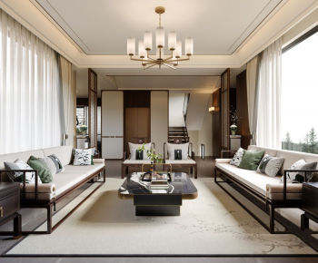 New Chinese Style A Living Room-ID:171927937