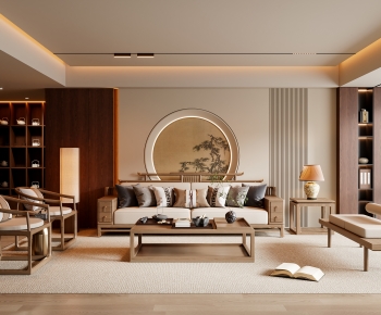 New Chinese Style A Living Room-ID:765347966